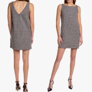 Rebecca Taylor | Techy Houndstooth Shift Mini Dress Wool Maroon White Size 4